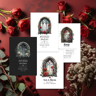 Dark Fantasy Castle Window Gothic Wedding Thank You Card