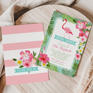 Tropical Pink Floral Wedding Bridal Shower Luau Invitation