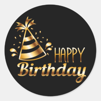 Gold Happy Birthday Stickers | Zazzle.com.au