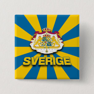 Sverige Coat of Arms 15 Cm Square Badge