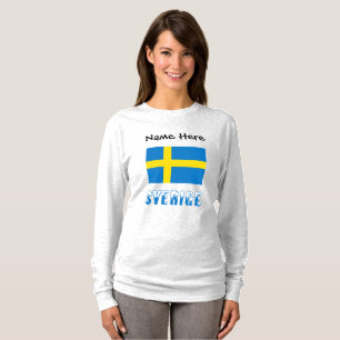 Sverige Svensk Flagga Black Personalised Women's  T-Shirt