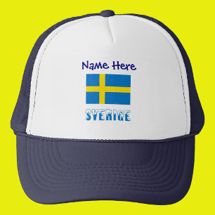 Sverige Svensk Flagga Blue Personalised  Trucker Hat