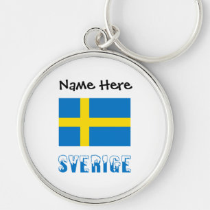 Sverige Svenska Flagge Black Personalisation Key Ring