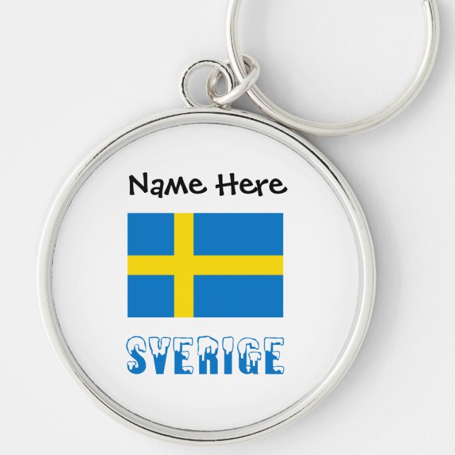 Sverige Svenska Flagge Black Personalisation  Key Ring (Front)