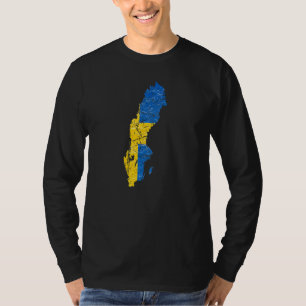 Sverige Sweden flag with Scandinavian Swedish map T-Shirt