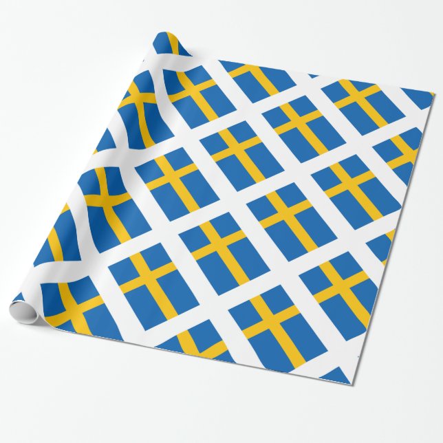 Sverige Sweden Swedish Flag Wrapping Paper (Unrolled)