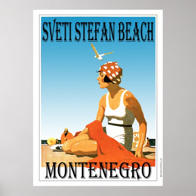 Sveti Stefan beach, Montenegro Poster (Front)