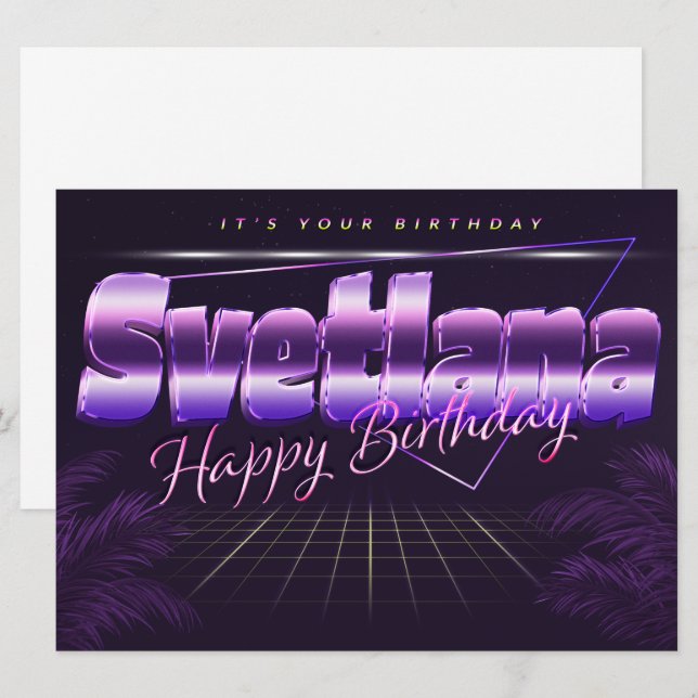 Svetlana Name First Name lilac retro card birthday (Front/Back)