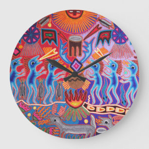 SW Huichol Peyote Ritual Ceremony Wall Clock