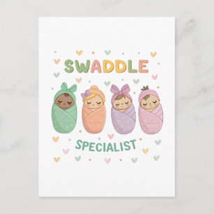 Swaddle Specialist Cute Baby Illustration Postcard