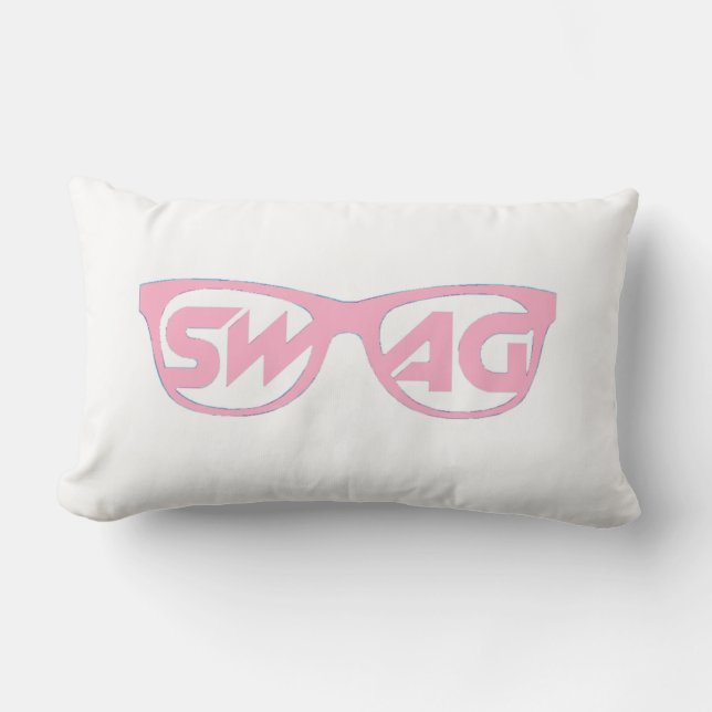 Swag 2 Sided Pink and White Pillow (Front)