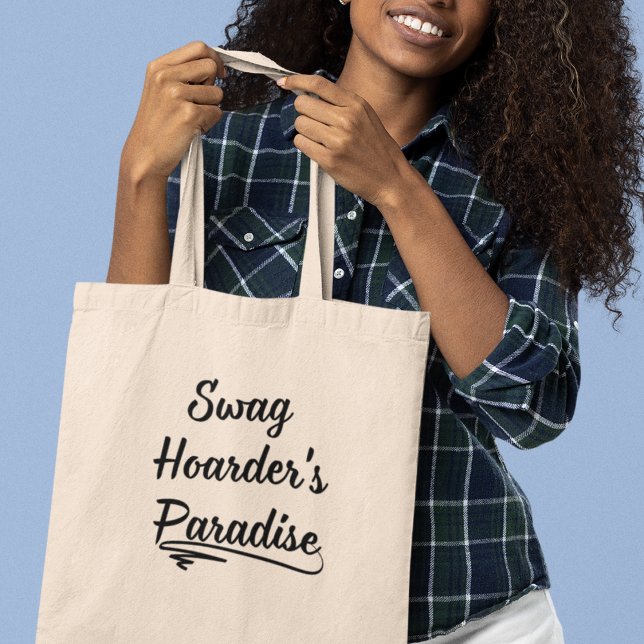 Swag Hoarder's Paradise Funny Quirky Modern Tote Bag (Shop now and explore the paradise of swag and seize yours now!)