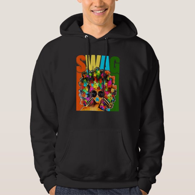 Swag My Soul Black Girl Melanin African American Hoodie (Front)
