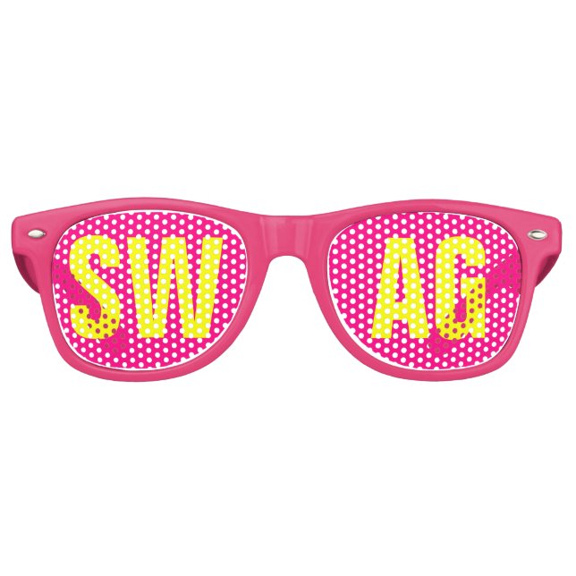 'SWAG' Neon Pink&Yellow Party Retro Sunglasses (Front)