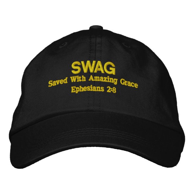 SWAG Saved with amazing grace  Customise it Embroidered Hat (Front)