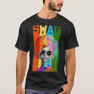 Swag Vintage Melanin Black Afro Woman African Quee T-Shirt