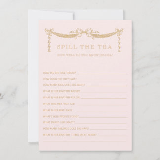 Swag w| Bows | Spill the Tea Bridal Shower Game Invitation