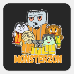 Swagazon Monsters Mummy Frankenstein Dracula Monst Square Sticker