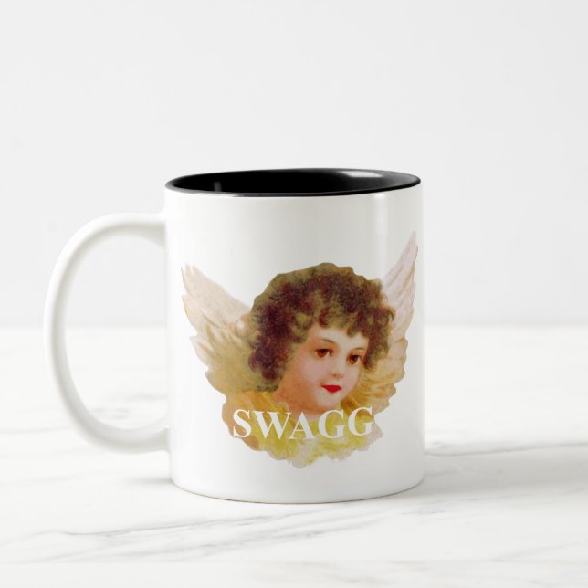 swagg angel cherub Two-Tone coffee mug (Left)
