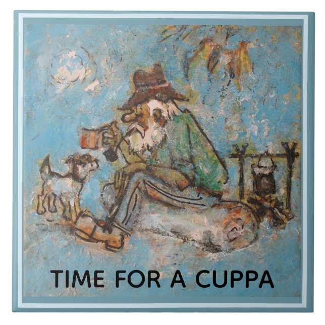 Swagman and his dog ceramic tile (Front)