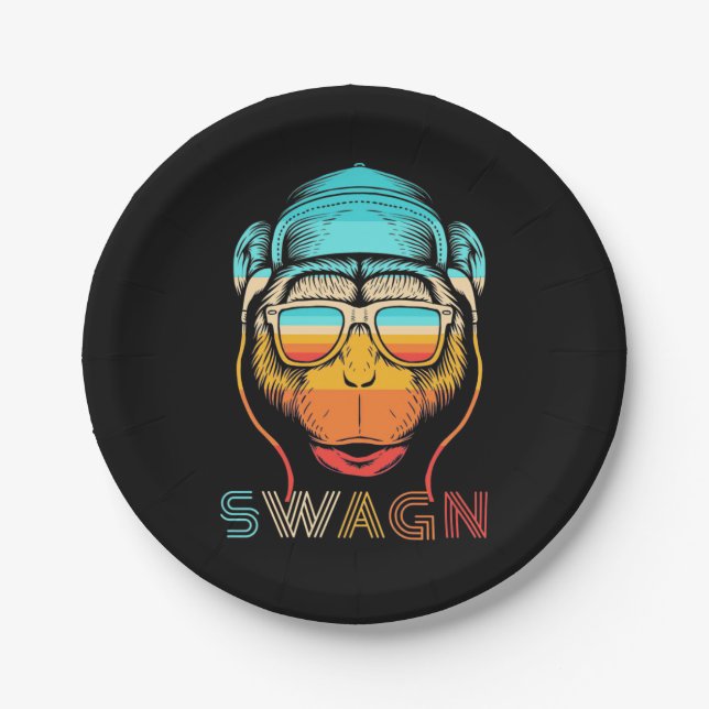 Swagn Retro Monkey Paper Plate (Front)