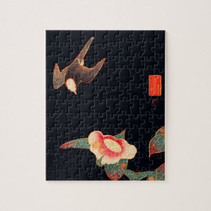Swallow and Camellia (1900) by Ito Jakuchu Jigsaw Puzzle