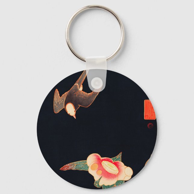 Swallow and Camellia (1900) by Ito Jakuchu Key Ring (Front)
