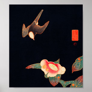 Swallow and Camellia (1900) by Ito Jakuchu Poster