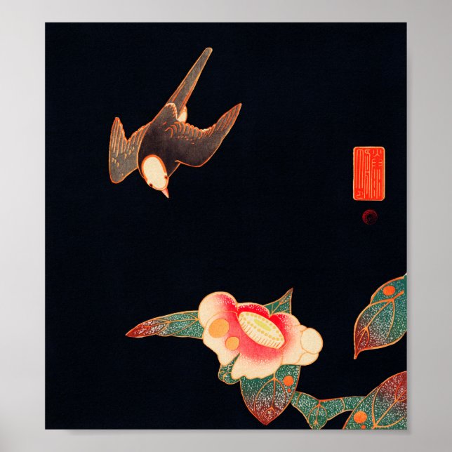 Swallow and Camellia (1900) by Ito Jakuchu Poster (Front)