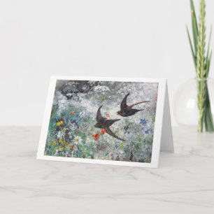 Swallow and Flower Field, Bruno Liljefors Card