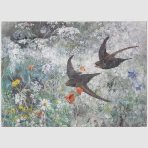 Swallow and Flower Field, Bruno Liljefors Tissue Paper