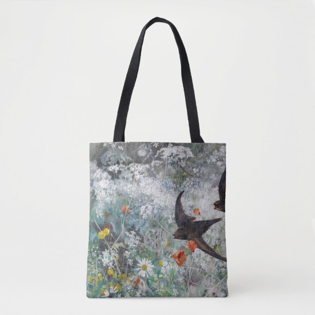 Swallow and Flower Field, Bruno Liljefors Tote Bag (Front)