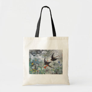 Swallow and Flower Field, Bruno Liljefors Tote Bag