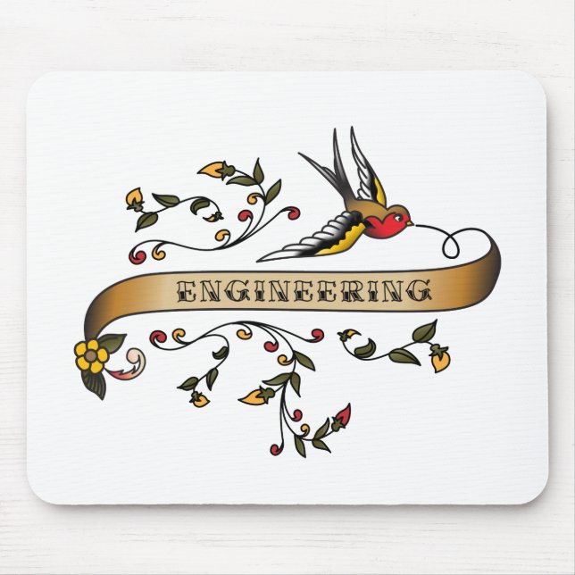Swallow and Scroll with Engineering Mouse Pad (Front)