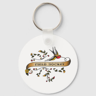 Swallow and Scroll with Field Hockey Key Ring