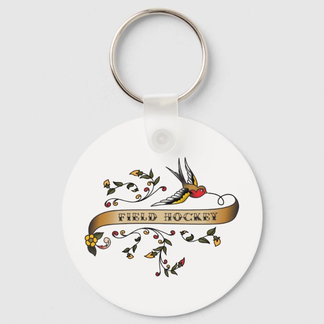 Swallow and Scroll with Field Hockey Key Ring (Front)