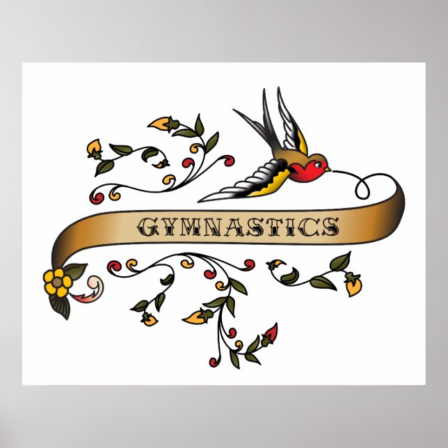 Swallow and Scroll with Gymnastics Poster (Front)
