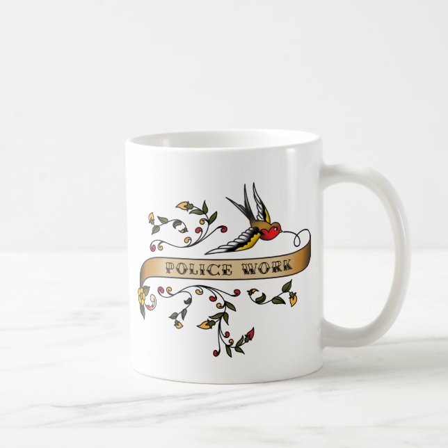 Swallow and Scroll with Police Work Coffee Mug (Right)