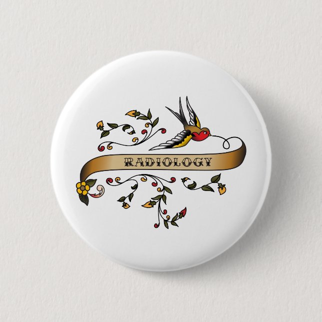 Swallow and Scroll with Radiology 6 Cm Round Badge (Front)