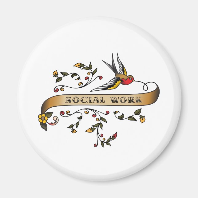 Swallow and Scroll with Social Work Magnet (Front)