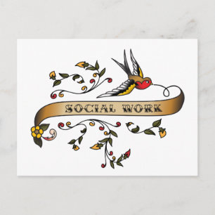 Swallow and Scroll with Social Work Postcard