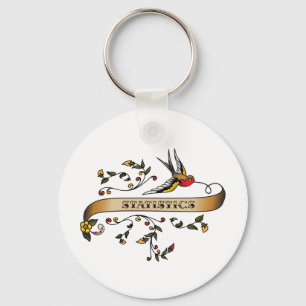 Swallow and Scroll with Statistics Key Ring