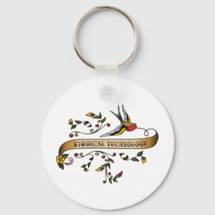 Swallow and Scroll with Surgical Technology Key Ring