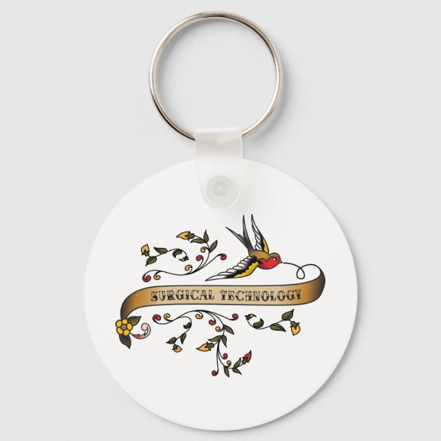 Swallow and Scroll with Surgical Technology Key Ring (Front)