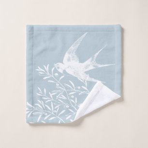 Swallow Bird Flying over Olive Branches Bath Towel Set