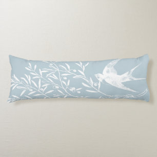 Swallow Bird Flying over Olive Branches Body Cushion