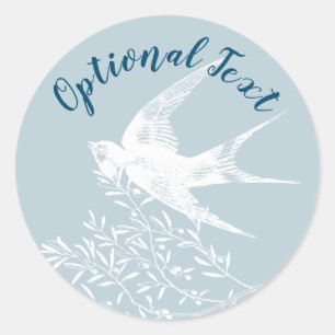 Swallow Bird Flying over Olive Branches Classic Round Sticker