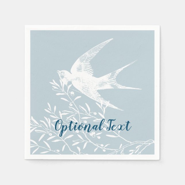 Swallow Bird Flying over Olive Branches Napkin (Front)