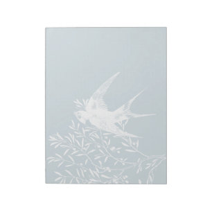 Swallow Bird Flying over Olive Branches Notepad