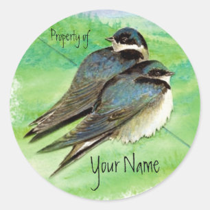 Swallow, Bird, Nature, Wildlife Watercolor Classic Round Sticker